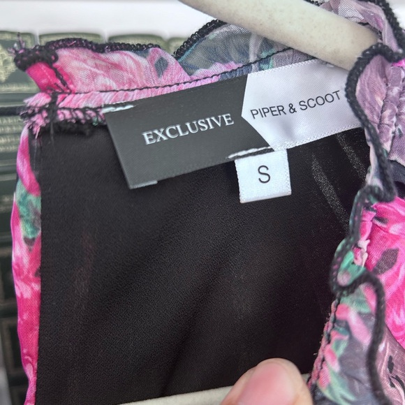 Piper & Scoot Exclusive Women’s MuMu Pink Black brown Floral lined Dress Small - Picture 11 of 12